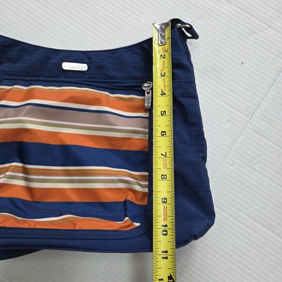 BAGGALLINI Navy Pacific Blue Stripes CROSSBODY SHOULDER BAG Adjustable 14x11" - Picture 10 of 12